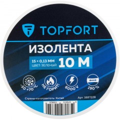 Изолента Topfort 15мм х 10м х 0,13мм зеленый - фото 3