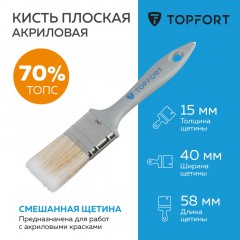 Кисть плоская акриловая TOPFORT 40x15 Кисть плоская акриловая TOPFORT 40x15 - фото 2