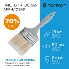 Кисть плоская акриловая TOPFORT 80x15 Кисть плоская акриловая TOPFORT 80x15 - фото 2