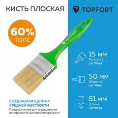 Кисть плоская TOPFORT 50x15 Кисть плоская TOPFORT 50x15 - фото 2