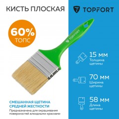 Кисть плоская TOPFORT 70x15 Кисть плоская TOPFORT 70x15 - фото 2