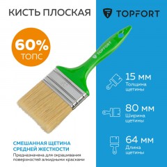 Кисть плоская TOPFORT 80x15 Кисть плоская TOPFORT 80x15 - фото 2