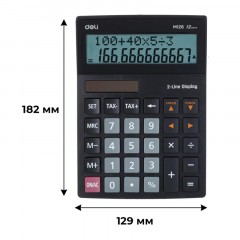 Калькулятор настольный ПОЛНОРАЗМ. Deli EM126,12-р,2стр,дв.пит,182х129мм,чер - фото 2