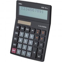 Калькулятор настольный ПОЛНОРАЗМ. Deli EM126,12-р,2стр,дв.пит,182х129мм,чер - фото 5