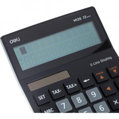 Калькулятор настольный ПОЛНОРАЗМ. Deli EM126,12-р,2стр,дв.пит,182х129мм,чер - фото 9