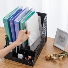 Лоток вертикальный Deli EZ00122 3 отд с органайзером 4 отд черный - фото 6