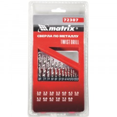 Набор сверл по металлу Matrix 13шт, 2-8мм, HSS, цил. хвостовик (72387) Набор сверл по металлу Matrix 13шт, 2-8мм, HSS, цил. хвостовик (72387) - фото 2
