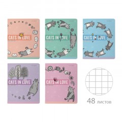 Тетрадь общая А5,48л,клетка,скреп,CATS IN LOVE,5шт/уп,7-48-1230/5 Тетрадь общая А5,48л,клетка,скреп,CATS IN LOVE,5шт/уп,7-48-1230/5 - фото 10