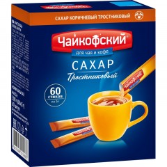 Сахар порционный в стиках Чайкофский тростниковый 5гр (60 шт/уп) Сахар порционный в стиках Чайкофский тростниковый 5гр (60 шт/уп) - фото 2