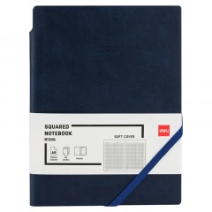 Блокнот Deli А5 96л 80 г/м, мягкая обложка, клетка 5x5 мм синий кожа EN130G Блокнот Deli А5 96л 80 г/м, мягкая обложка, клетка 5x5 мм синий кожа EN130G - фото 2