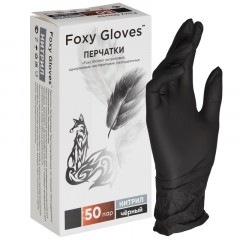 Перчатки нитрил., н/с, н/о,3,5г./шт,черн.FOXY-GLOVES M 50 пар/уп ШК4204