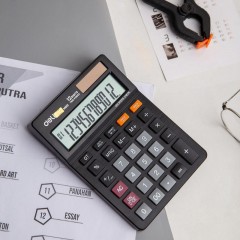 Калькулятор настольный ПОЛНОРАЗМ. Deli EM01320,12-р, дв.пит, 149х103мм,черн - фото 11