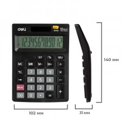 Калькулятор настольный КОМП. Deli E1519A, 12-р, дв.пит., 140x102мм, черный Калькулятор настольный КОМП. Deli E1519A, 12-р, дв.пит., 140x102мм, черный - фото 2