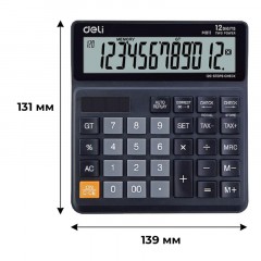 Калькулятор настольный КОМП. Deli EM01120, 12-р, дв.пит., 139x131мм, черный Калькулятор настольный КОМП. Deli EM01120, 12-р, дв.пит., 139x131мм, черный - фото 2