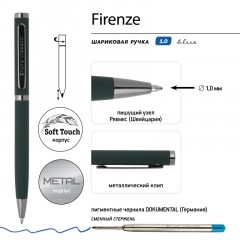 Ручка шариковая BV FIRENZE 1мм син кор зелен,тубус прямоуг черн 20-0300/03 - фото 4