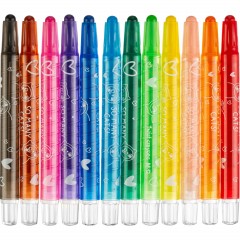 Мелки восковые M&G, круглые, выдвижной механизм, 12 цветовв наб, для детей - фото 2