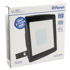 Прожектор светодиодный FERON 2835 SMD 50W 4000K AC220V/50Hz LL-921 (29497) Прожектор светодиодный FERON 2835 SMD 50W 4000K AC220V/50Hz LL-921 (29497) - фото 4