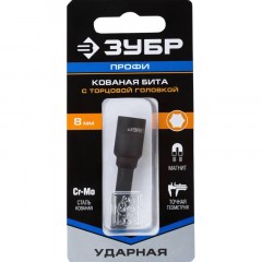 Бита с торцевой головкой ЗУБР магнит. Профессионал 1/4'' 8х50мм (26375-08) Бита с торцевой головкой ЗУБР магнит. Профессионал 1/4'' 8х50мм (26375-08) - фото 3