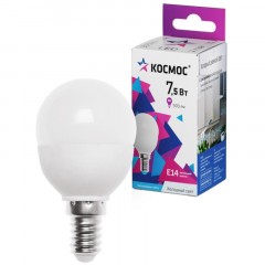 Лампа светодиодная КОСМОС GL45 7.5W E14 6500K 10шт/уп (LED7.5wGL45E1465_10) Лампа светодиодная КОСМОС GL45 7.5W E14 6500K 10шт/уп (LED7.5wGL45E1465_10) - фото 2