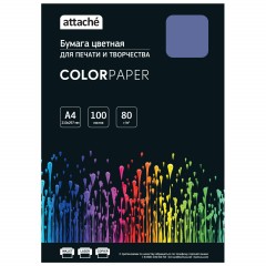 Бумага цветная Attache (синий интенсив), 80г, А4, 100  л - фото 2