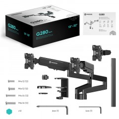 Кронштейн Onkron (держатель) для трех мон. 13-32, настольный, черный G280 Кронштейн Onkron (держатель) для трех мон. 13-32, настольный, черный G280 - фото 4