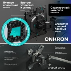 Кронштейн Onkron (держатель) для трех мон. 13-32, настольный, черный G280 - фото 10
