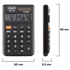 Калькулятор карманный Attache, AEP-100,8р,двойное питание, черн Калькулятор карманный Attache, AEP-100,8р,двойное питание, черн - фото 2