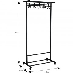 Вешалка МЕ_напольная М 9 с крючками (8295), колеса, черный - фото 6
