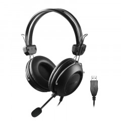 Гарнитура A4Tech черный 2м накладные USB оголовье (HU-35) - фото 2