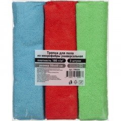 Тряпка для пола из микрофибры универсальная 180г/м2 50х60см 3шт/уп - фото 4