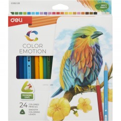 Карандаши цветные Deli Color Emotion EC00220 трехгран. липа 24цв/наб Карандаши цветные Deli Color Emotion EC00220 трехгран. липа 24цв/наб - фото 2