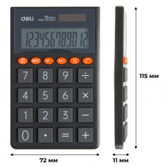 Калькулятор карманный Deli EM130, 12-р,дв.пит.,70.2x8.5x112.2 мм,темн-сер Калькулятор карманный Deli EM130, 12-р,дв.пит.,70.2x8.5x112.2 мм,темн-сер - фото 2
