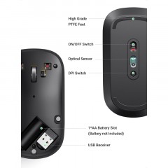 Мышь компьютерная Ugreen MU001 (90372) серо-черный WLS Мышь компьютерная Ugreen MU001 (90372) серо-черный WLS - фото 5