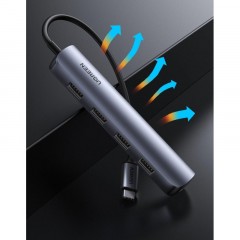 Разветвитель USB Ugreen CM417 (20197) USB-C to 4xUSB 3.0+HDMI, серый Разветвитель USB Ugreen CM417 (20197) USB-C to 4xUSB 3.0+HDMI, серый - фото 3