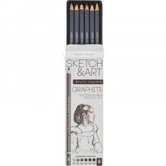 Набор чернографитных карандашей аквар. SKETCH&ART 2-4-6-8-10-12B 6шт 25-003 Набор чернографитных карандашей аквар. SKETCH&ART 2-4-6-8-10-12B 6шт 25-003 - фото 2