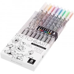 Набор гелевых ручек SKETCH&ART Uni Write.GLITTER 1мм, блестки, 8цв 20-0309 - фото 6