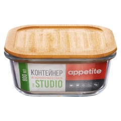 Контейнер стекл квадр 800мл бамб/кр Studio TM Appetite Контейнер стекл квадр 800мл бамб/кр Studio TM Appetite - фото 2