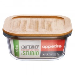 Контейнер стекл квадр 520мл бамб/кр Studio TM Appetite Контейнер стекл квадр 520мл бамб/кр Studio TM Appetite - фото 2