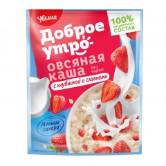 Каша овсяная Увелка с клубникой и сливками 40гх20шт/уп Каша овсяная Увелка с клубникой и сливками 40гх20шт/уп - фото 2