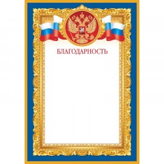 Благодарность синяя рамка А4, 190г, 10шт/уп 1538-07