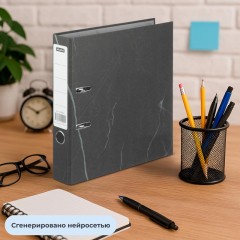Папка-регистратор 50мм Attache Economy нов мрам А4 черн,бум/бум б/мет. угол - фото 10