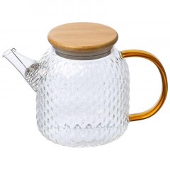 Чайник заварочный AROMA, объем 1л,из боросилик стекла,с крышк бамбук,105040 - фото 2