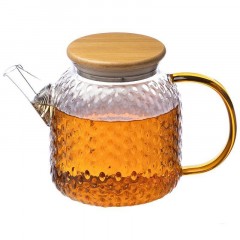 Чайник заварочный AROMA, объем 1л,из боросилик стекла,с крышк бамбук,105040 - фото 3