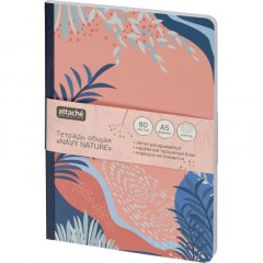 Тетрадь общая  Attache Selection Navy nature Персиковый А5 80л клетка, ШКС - фото 10