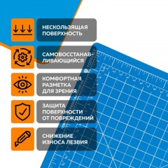 Коврик для резки TOPFORT 5ти-слойный А4 (30х22см),2х-сторонний,синий Коврик для резки TOPFORT 5ти-слойный А4 (30х22см),2х-сторонний,синий - фото 7