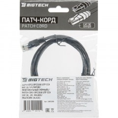 Патч-корд BigTech OPCC008 UTP CCA кат.5e/1м/литой/многожильный (черный) - фото 8