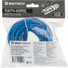 Патч-корд BigTech OPCC018 UTP CCA кат.5e/10м/литой/многожильный (синий) - фото 6