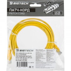 Патч-корд BigTech OPCC022 UTP CCA кат.5e/3м/литой/многожильный (желтый) - фото 8