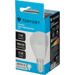 Лампа светодиодная Topfort E14 7W 4000K шар Лампа светодиодная Topfort E14 7W 4000K шар - фото 5