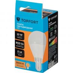 Лампа светодиодная Topfort E14 10W 3000K шар Лампа светодиодная Topfort E14 10W 3000K шар - фото 5